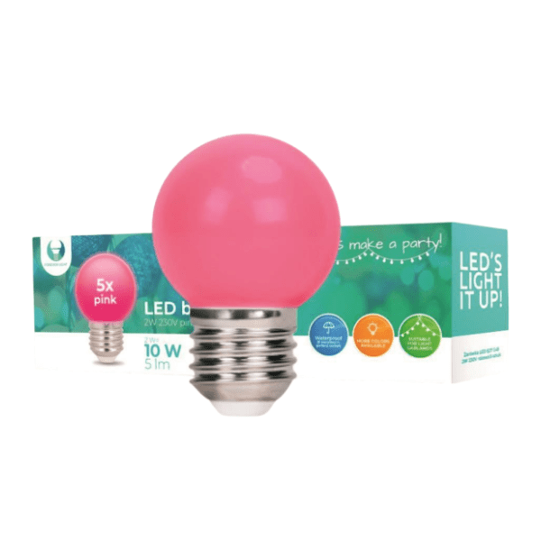 FOREVER LIGHT set roze LED sijalica E27 2W 5kom 0