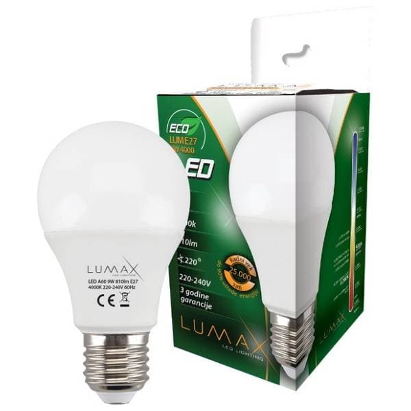 LUMAX LED sijalica E27 9W 4000K 0