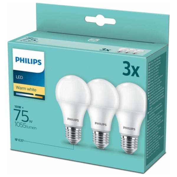 PHILIPS LED sijalica E27 10W (75W) A60 PS728 3kom 0