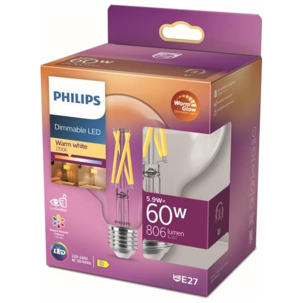 PHILIPS LED sijalica E27 5,9W (60W) G93 CL WGD90 1PF/4 0