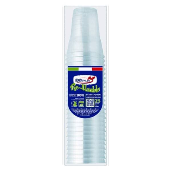 Plastične čaše Reusable DOPLA 300ml 25kom 0