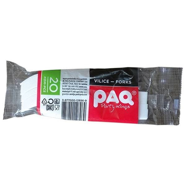 Plastične viljuške PAQ 20kom bele 0