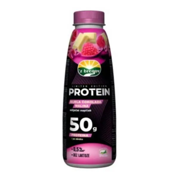 Proteinski napitak Z'BREGOV bela čokolada malina 500ml 0