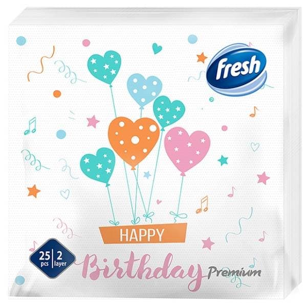 Salvete FRESH Happy birthday 2sloja 25kom 0