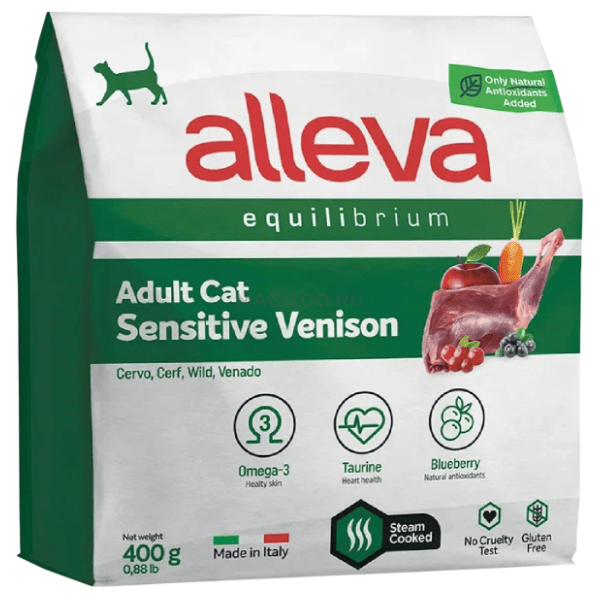 ALLEVA Equilibrium sensitive adult hrana za mačke divljač 400g 0