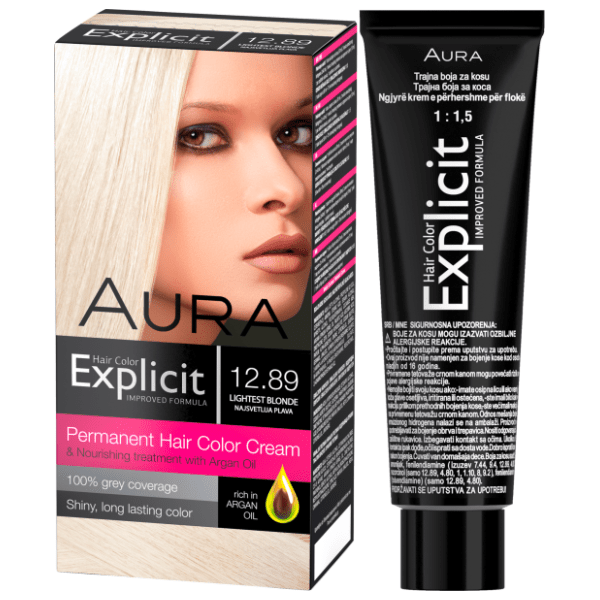 AURA Explicit farba za kosu 12.89 najsvetlija plava 0