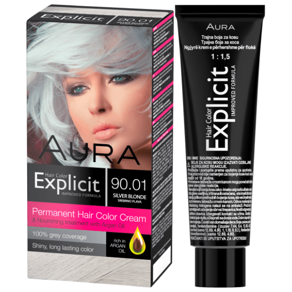 AURA Explicit farba za kosu 90.01 srebrno plava 0