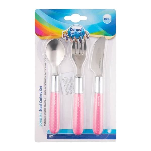 CANPOL BABIES Metalni pribor za bebe (18m+) pink 0