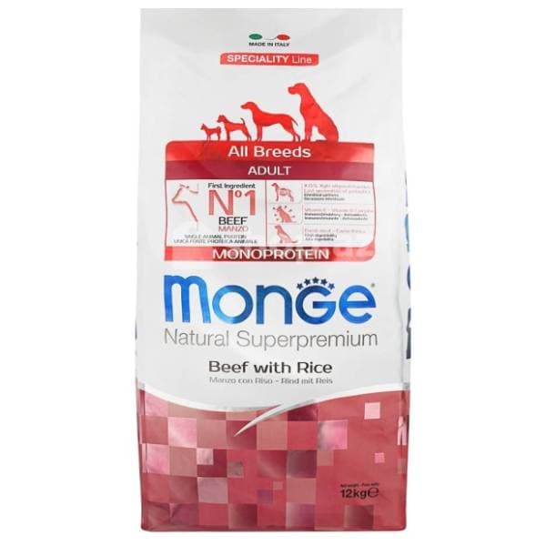 MONGE All breeds adult hrana za pse govedina i pirinač 12kg 0