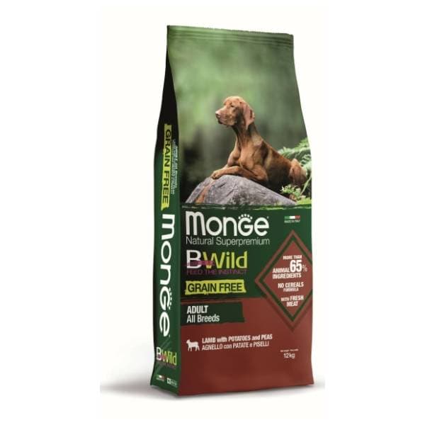MONGE Bwild all breeds grain free jagnjetina i grašak 12kg 0