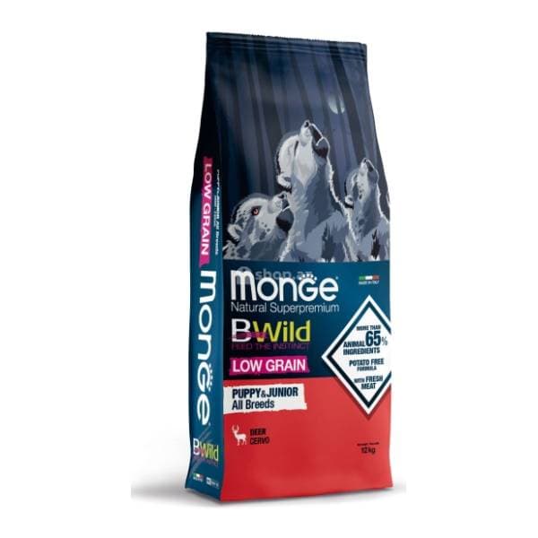 MONGE Bwild all breeds low grain puppy meso jelena 12kg 0