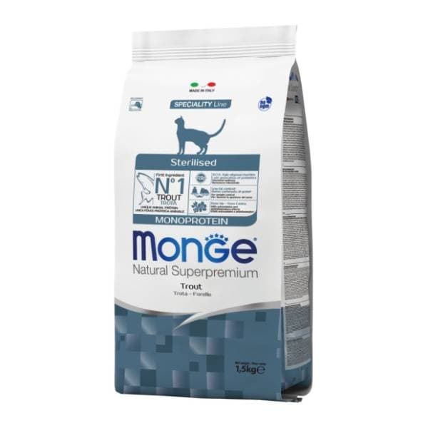 MONGE Cat sterilised monoprotein hrana za mačke pastrmka 1,5kg 0