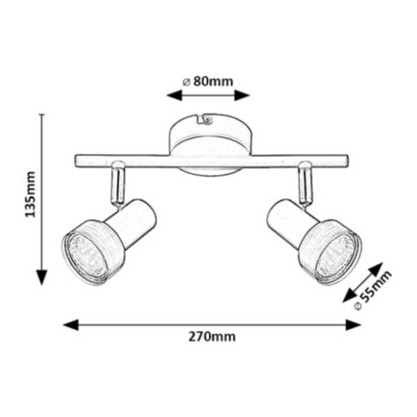 RABALUX spot svetlo 2x50W GU10 fi 5,5cm Konrad 73012 2