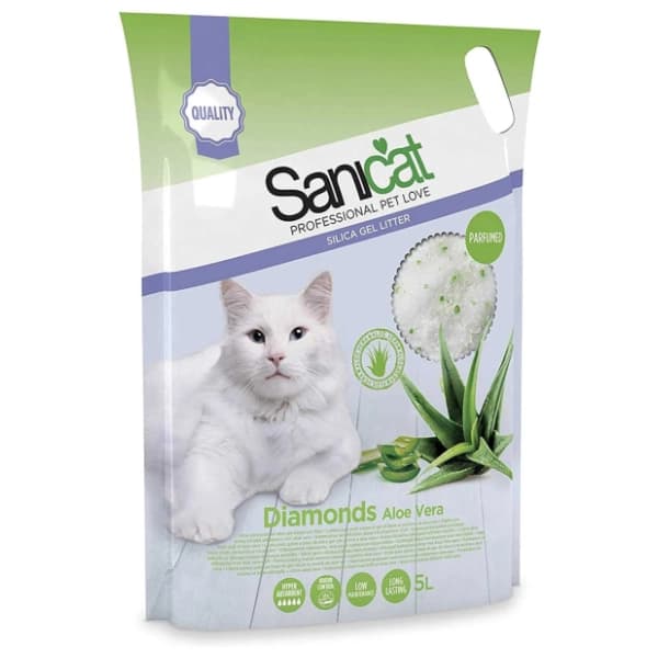 SANICAT Diamonds aloe vera posip za mačke 5l 0