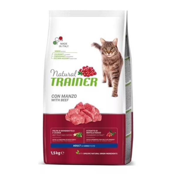 NATURAL TRAINER Adult hrana za mačke govedina 1,5kg 0