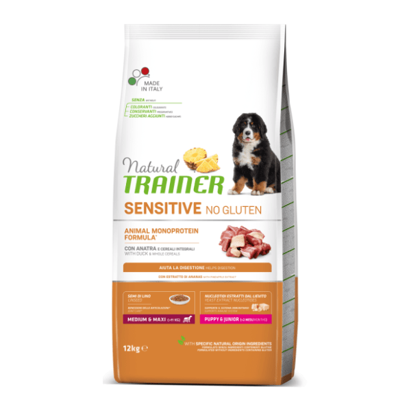 NATURAL TRAINER Sensitive maxi puppy bez glutena pačetina 12kg 0