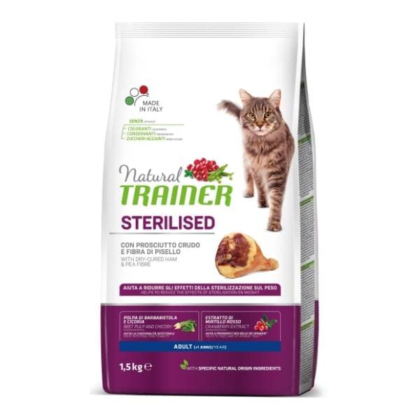 NATURAL TRAINER Sterilised hrana za mačke šunka 1,5kg 0