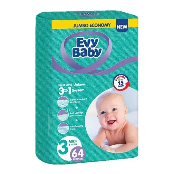 EVY BABY pelene 3u1 sistem 3 midi 64kom 0