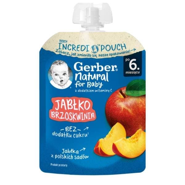 GERBER voćni pire jabuka i breskva 80g 0