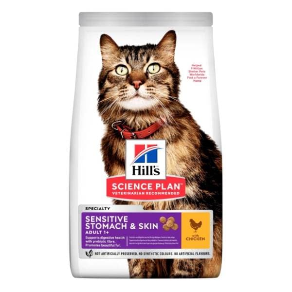 HILL'S Science Plan skin&stomach hrana za mačke piletina 1,5kg 0
