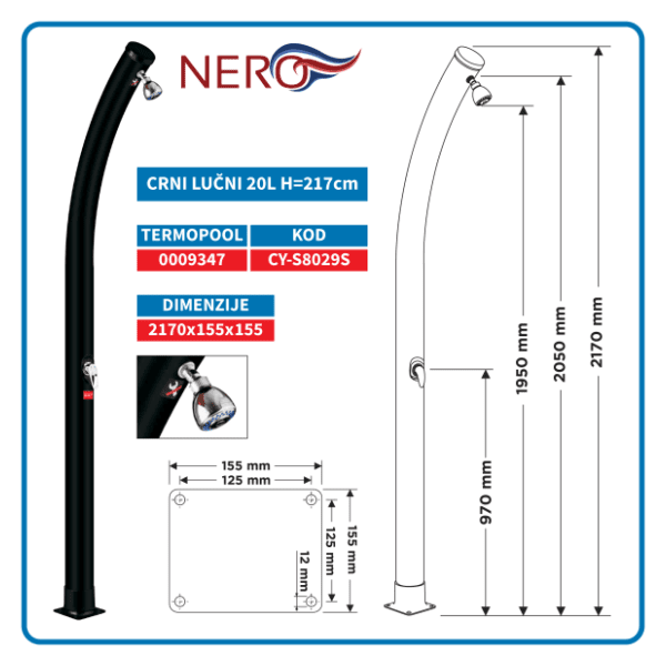 NERO solarni lučni tuš 20l 1