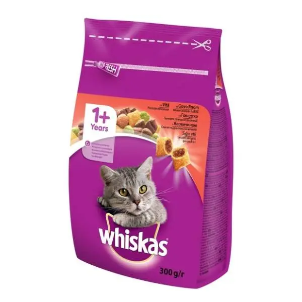 WHISKAS Adult briketi za mačke govedina 300g 0