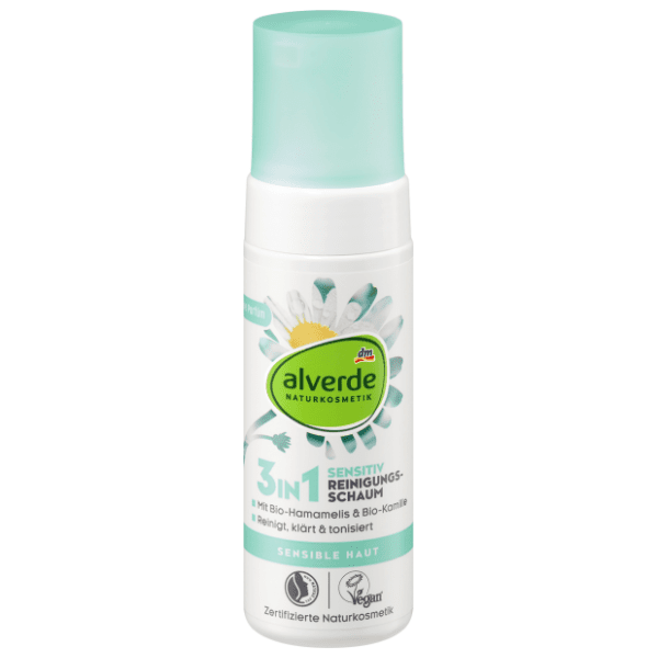 ALVERDE 3u1 Sensitiv pena za lice lešnik i kamilica 150ml 0