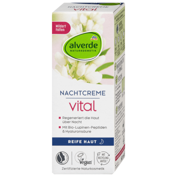 ALVERDE Vital noćna krema sa peptidima organske lupine 50ml 0