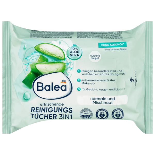 BALEA 3u1 maramice za čišćenje lica aloe vera 25kom 0