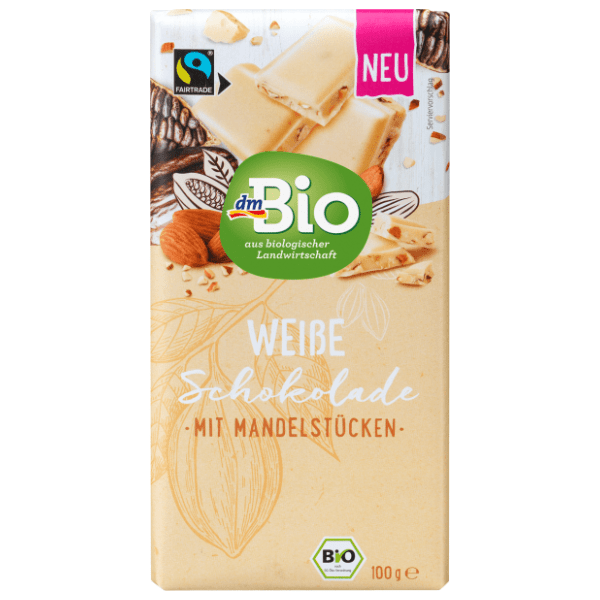 Bela čokolada DM BIO komadići badema 100g 0