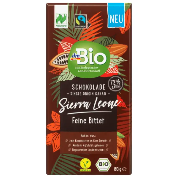 Čokolada DM BIO Sierra Leone gorka 72% kakao 80g 0