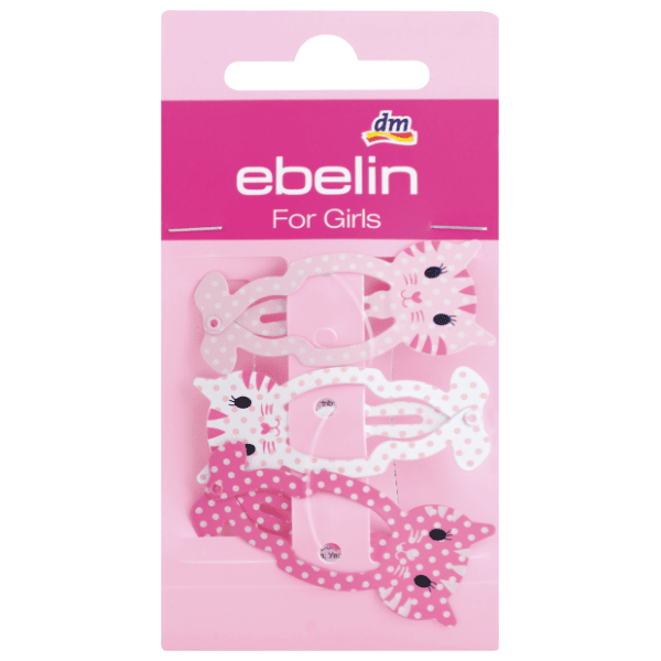Dečije šnalice za kosu EBELIN maca roze 3kom 0