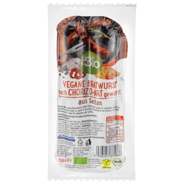 DM BIO Chorizo art dimnjene veganske kobasice sa pšenicom 130g 0
