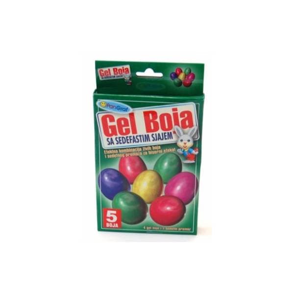 Set boja za uskršnja jaja i sedef gel PANGRAF 5kom + rukavice 0