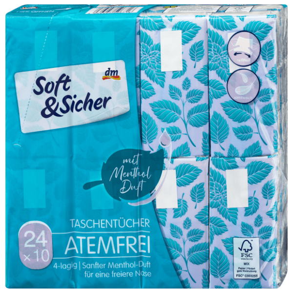 Papirne maramice SOFT&SICHER atemfrei mentol 4sloja 24kom 0