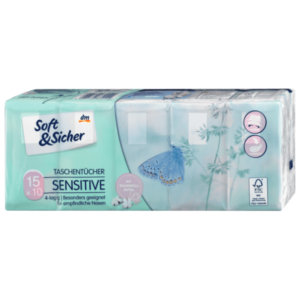 Papirne maramice SOFT&SICHER sensitive 4sloja 15kom 0