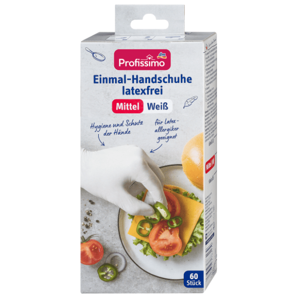 PROFISSIMO jednokratne rukavice bez lateksa M bele 60kom 0