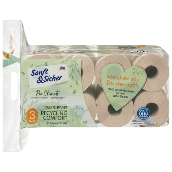 Toalet papir SANFT&SICHER pro climate reciklirani 3sloja 16kom 0