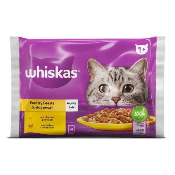 WHISKAS Adult hrana za mačke izbor živine 4x85g 0
