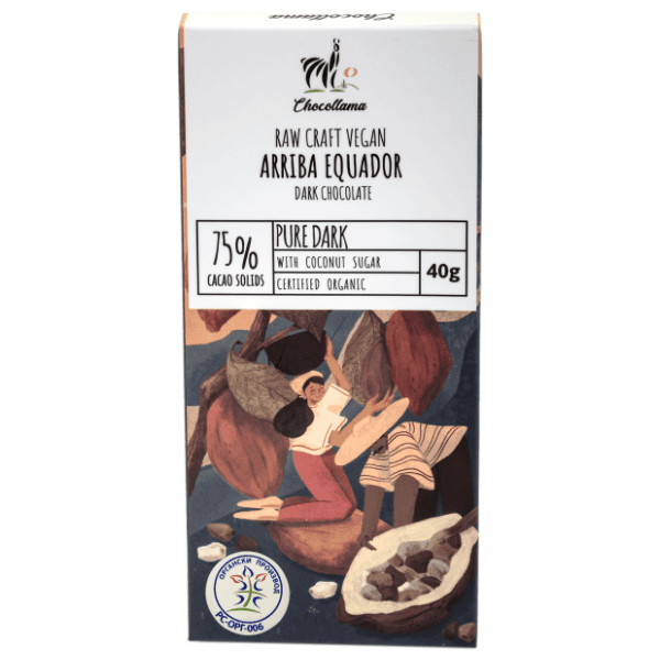 Čokolada CHOCOLLAMA Arriba equador crna 75% kakao 40g 0