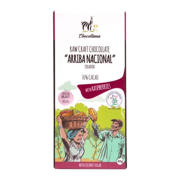 Čokolada CHOCOLLAMA Arriba nacional malina 75% kakao 40g 0