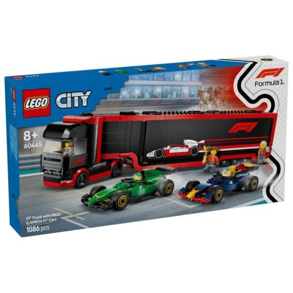 LEGO City F1 kamion sa RB20 i AMR24 F1 formulama 60445 0
