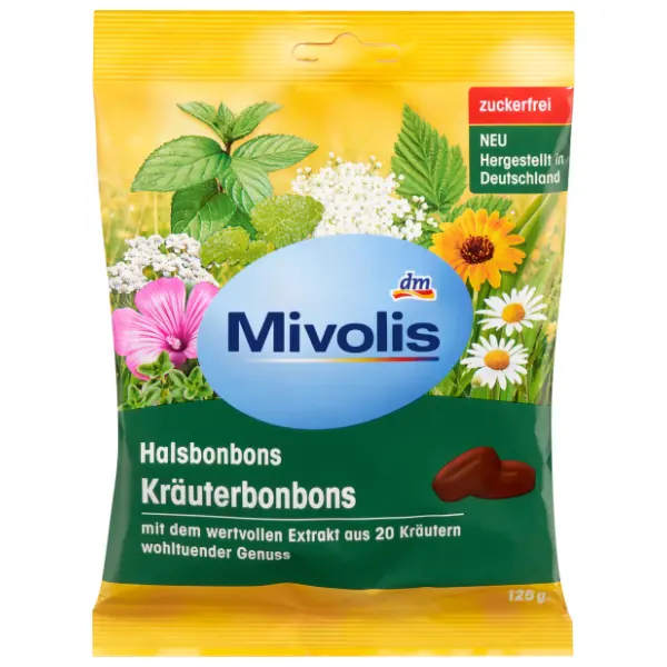 Bombone MIVOLIS sa zaslađivačima i ekstraktom 20 biljaka 125g 0