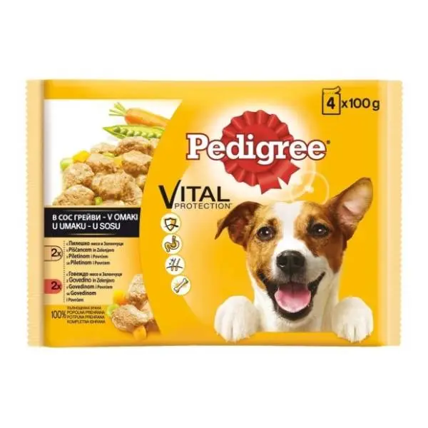 PEDIGREE hrana za pse govedina i živina 4x100g 0