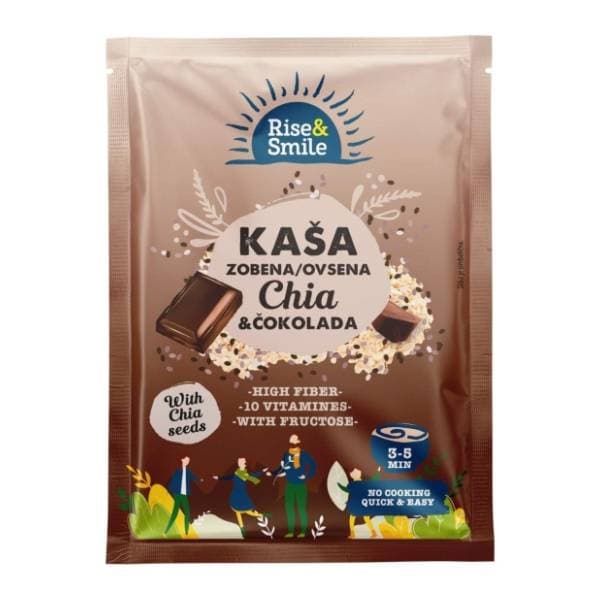 RISE&SMILE ovsena kaša čia semenke i čokolada 65g 0