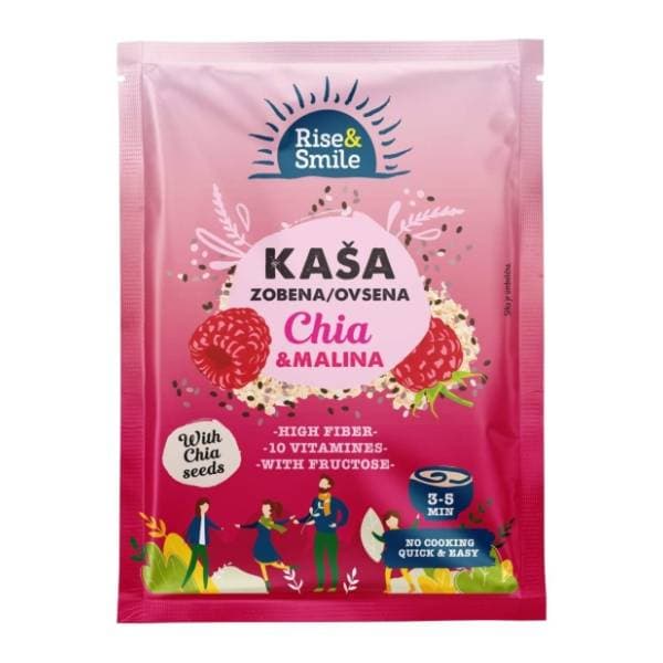 RISE&SMILE ovsena kaša čia semenke i malina 65g 0