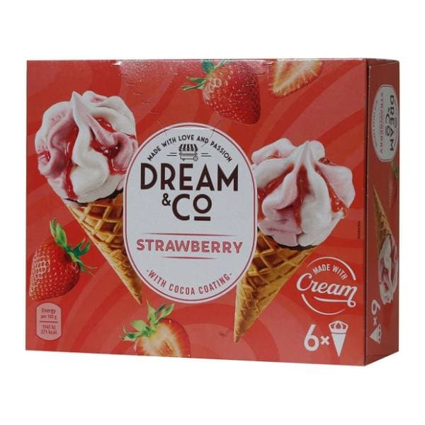 Sladoled DREAM&CO jagoda kornet 6x110ml 0