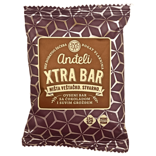 Ovseni bar ANĐELI Xtra čokolada i suvo grožđe 60g 0