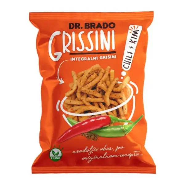 DR. BRADO grisini integralni chilli & kim 70g 0