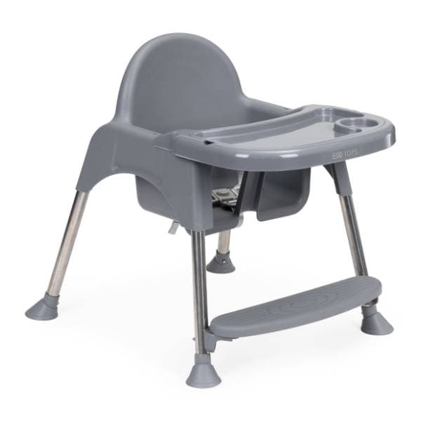 ECO TOYS hranilica za bebe sa postoljem i pojasevima 2u1 siva 2